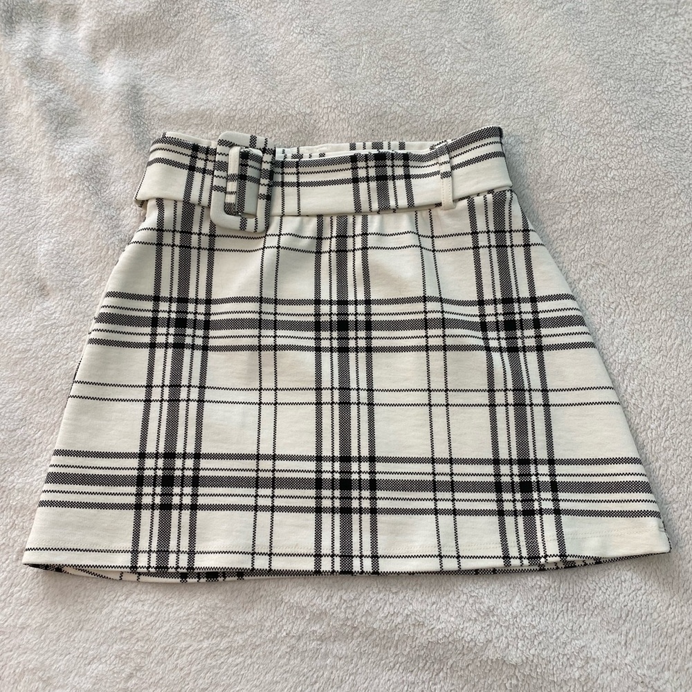 Zara Black and White Skirt with Belt | Size S